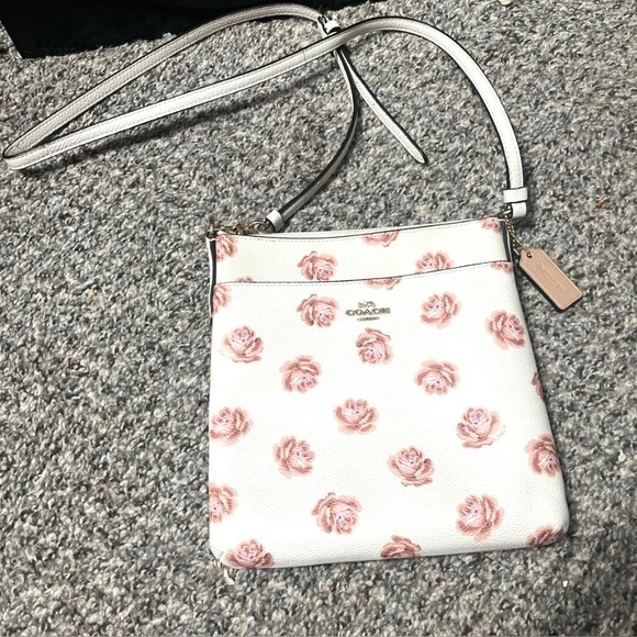 Coach Floral Leather Crossbody Bag White With Hang Tag